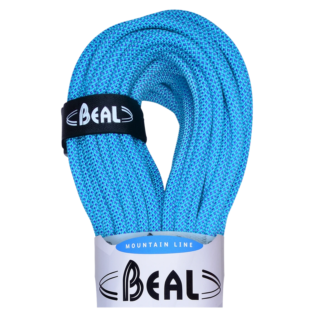 Détail de la corde Beal Opera 8,5 mm Golden Dry bleue avec gaine résistante et construction ultralégère.