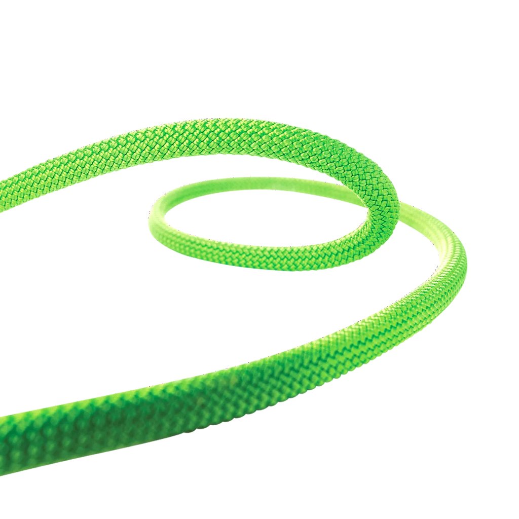 Détail du tressage de la corde Beal Opera 8,5 mm verte avec gaine fine et résistante.