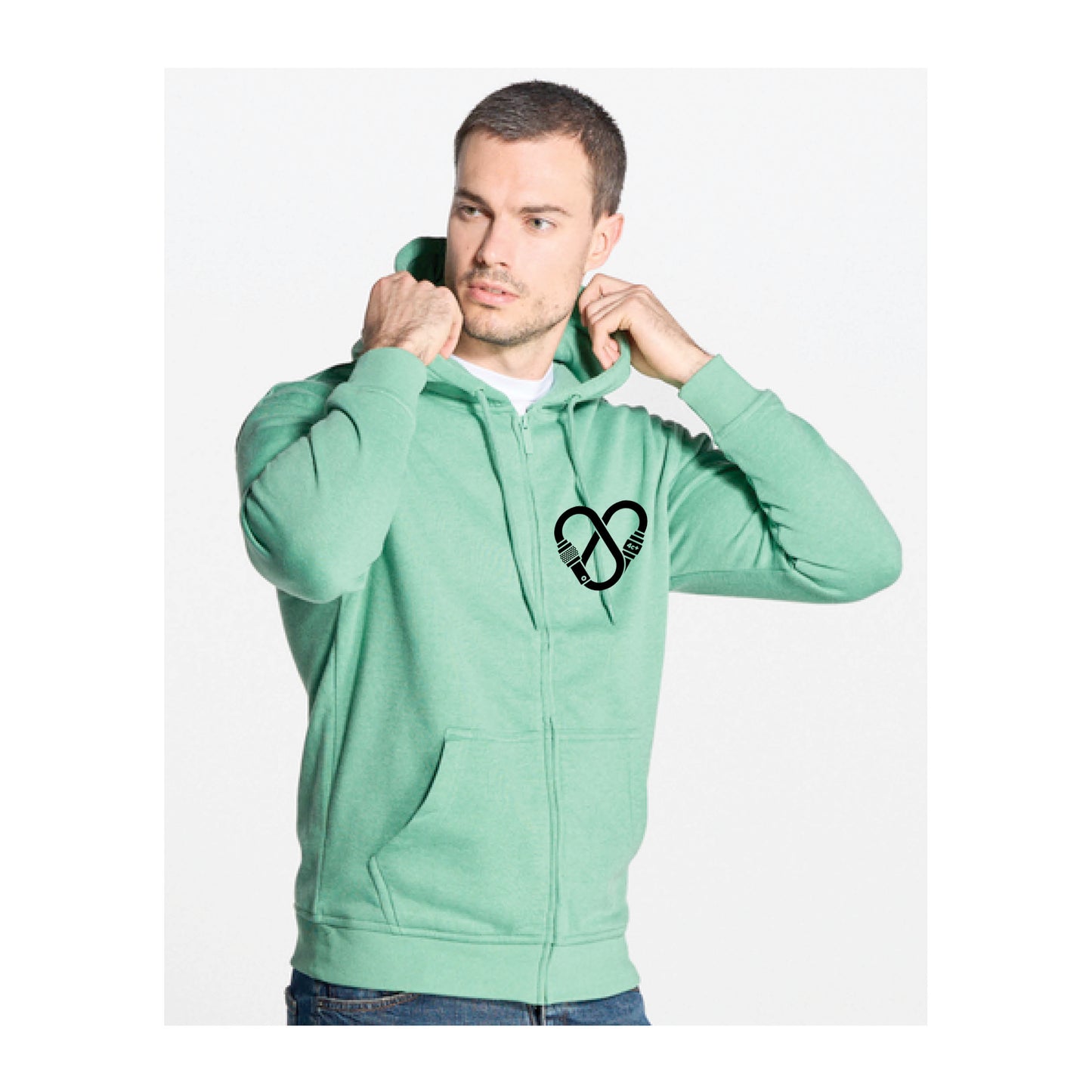 Unisex-Pullover mit Reißverschluss und Herzmotiv