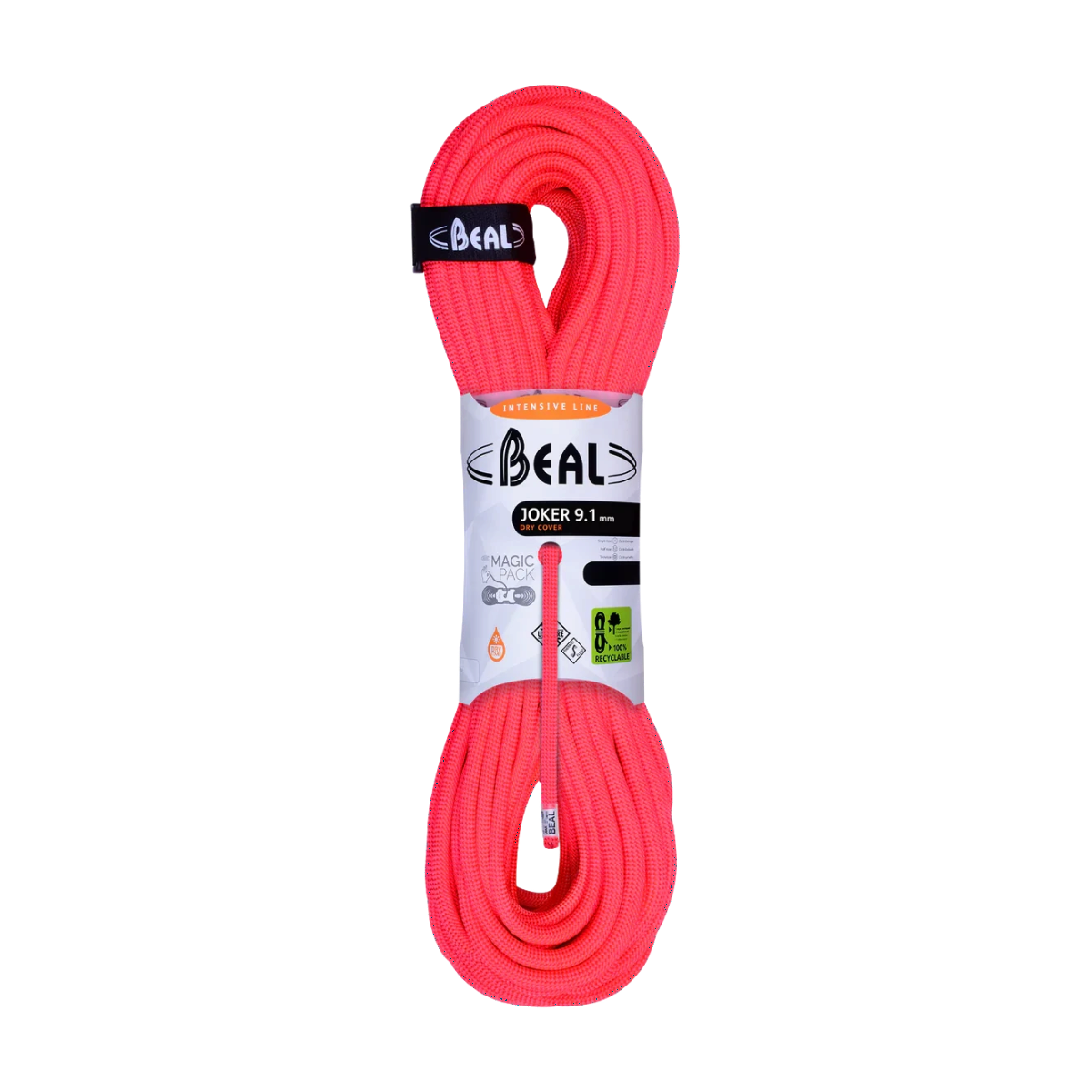 Corde d'escalade Beal Joker 9,1 mm disponible en plusieurs couleurs et longueurs pour escalade sportive, grandes voies et alpinisme.
