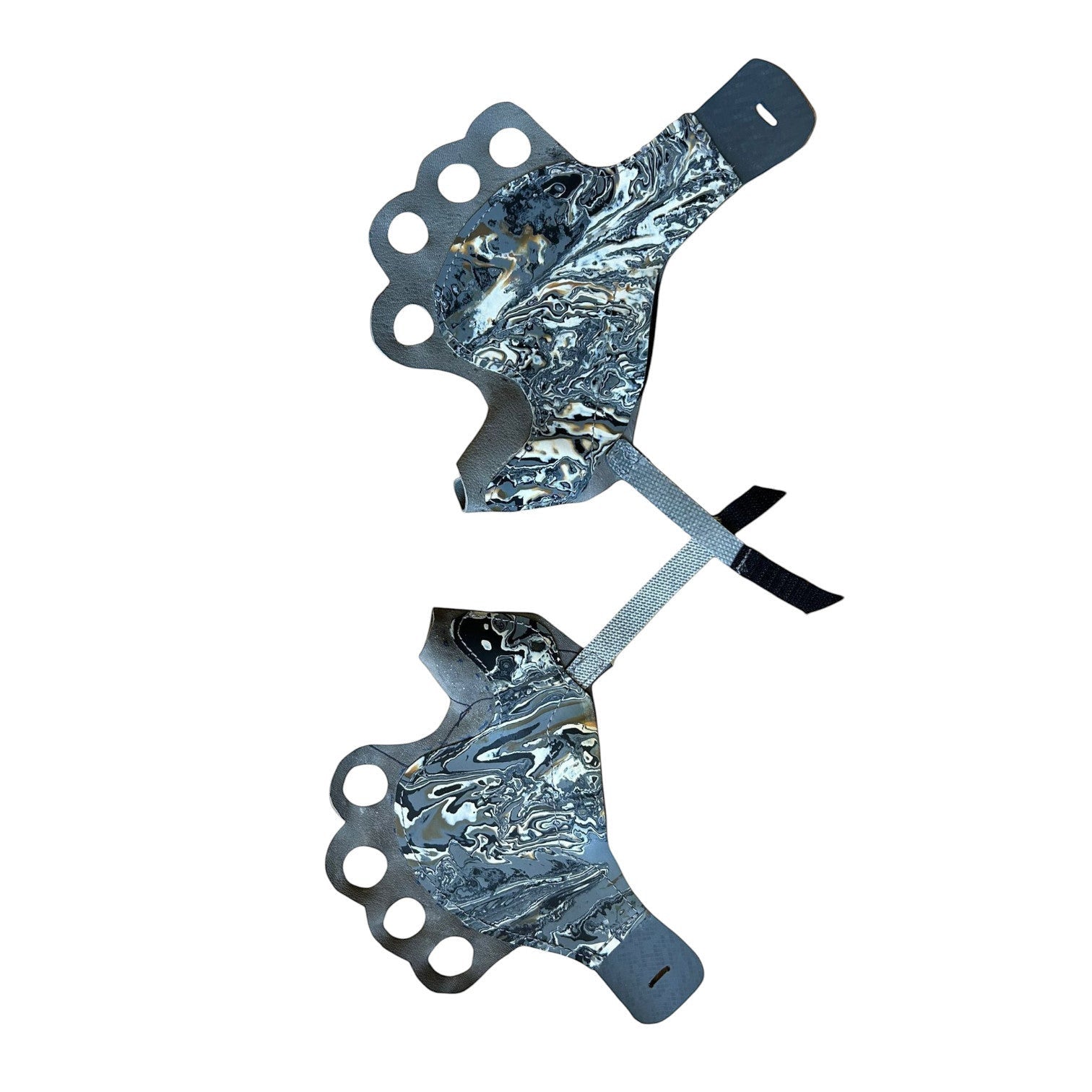 Gants de fissure 4c+ en cuir de chèvre et gomme fine et adhérente couleur gris fantaisie pour escalade en fissure (crack climbing).