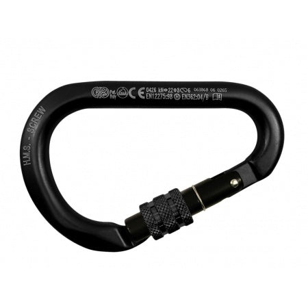 Mousqueton Kong HMS Screw Noir, aluminium 88g, 22kN, certifié EN 12275 UIAA
