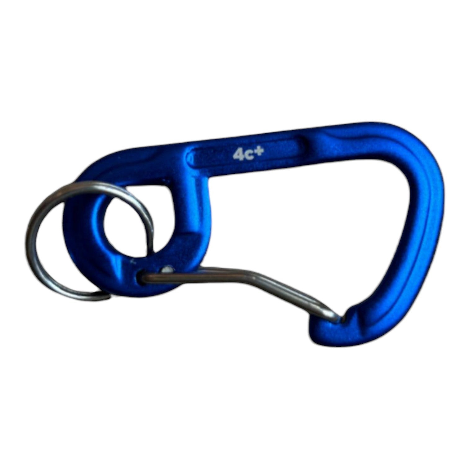 Mousqueton accessoire 4c+ bleu en aluminium pour clés et accessoires d'escalade.
