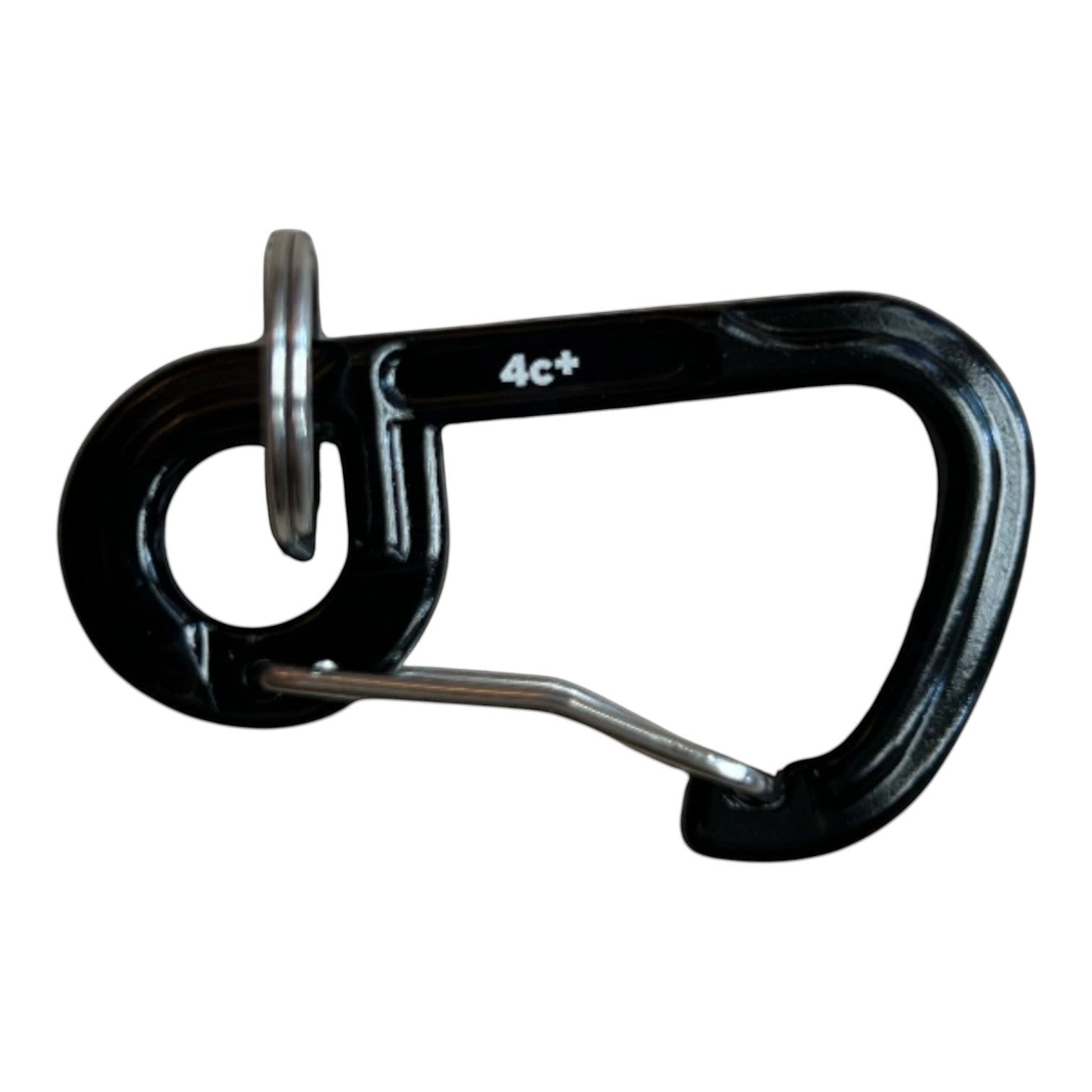 Mousqueton accessoire 4c+ noir en aluminium léger avec anneau pour clés et accessoires d'escalade.