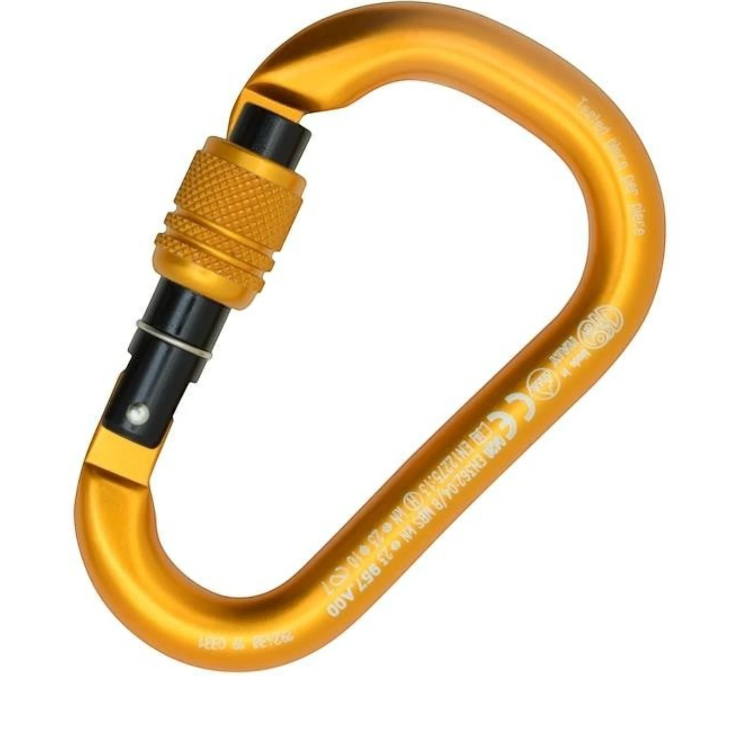 Mousqueton HMS à vis de petite taille en aluminium anodisé orange pour assurage en escalade sportive, alpinisme et grandes voies.