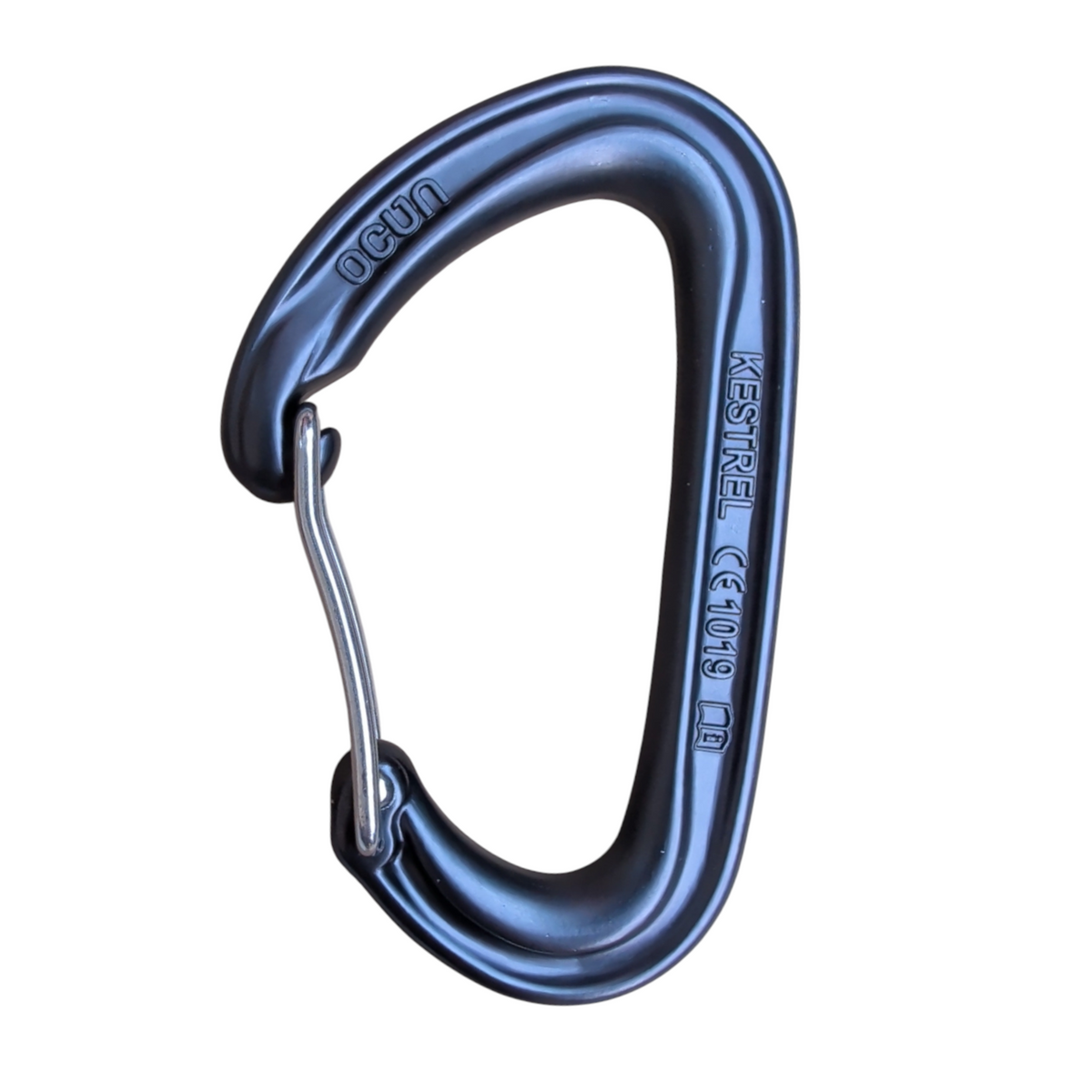 Grey Ocun Kestrel Wire Gate climbing carabiner with lightweight wire gate, sold by 4c+
