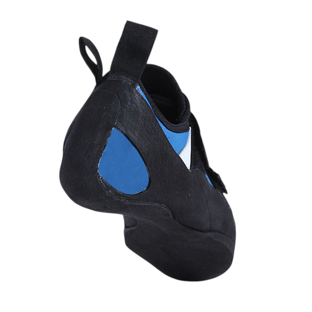 Chausson d’escalade Tenaya Tanta, vue arrière montrant le talon noir et les empiècements bleus